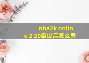 nba2k online 2 20级以后怎么弄